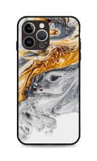 TopQ Kryt LUXURY iPhone 14 Pro pevný Marble šedo-zlatý 111289