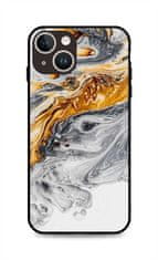 TopQ Kryt LUXURY iPhone 14 pevný Marble šedo-zlatý 111284