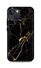 TopQ Kryt LUXURY iPhone 13 mini pevný Marble černo-zlatý 64777