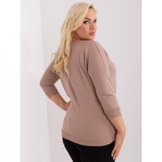 RELEVANCE Dámská halenka plus size s 3/4 rukávy s aplikací DIMIA tmavě béžová RV-BZ-9134.84P_404420 Univerzální