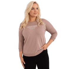 RELEVANCE Dámská halenka plus size s 3/4 rukávy s aplikací DIMIA tmavě béžová RV-BZ-9134.84P_404420 Univerzální