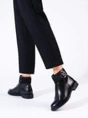 Amiatex Trendy dámské černé kotníčkové boty na plochém podpatku, černé, 40