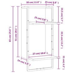 Greatstore Nástěnná police s tyčí dub sonoma 30 x 25 x 65 cm