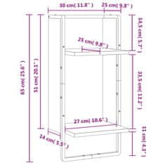 Vidaxl Nástěnná police s tyčí kouřový dub 30 x 25 x 65 cm