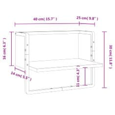 Vidaxl Nástěnná police s tyčí šedá sonoma 40 x 25 x 30 cm