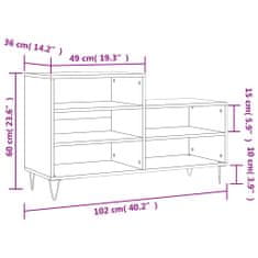 Vidaxl Botník bílý s vysokým leskem 102x36x60 cm kompozitní dřevo