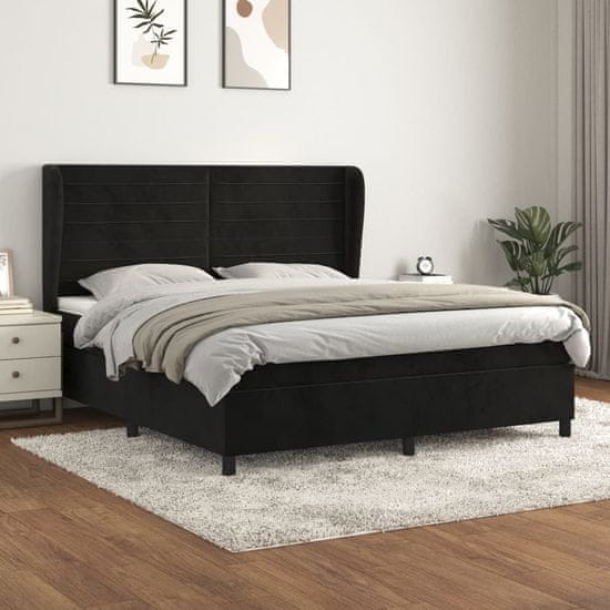 Vidaxl Box spring postel s matrací černá 160x200 cm samet