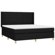 Greatstore Box spring postel s matrací a LED černá 180x200 cm textil