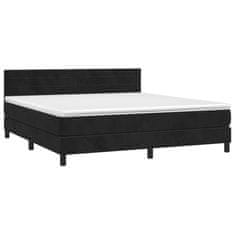 Greatstore Box spring postel s matrací a LED černá 180x200 cm samet