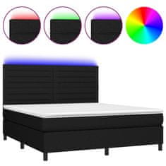 Greatstore Box spring postel s matrací a LED černá 180x200 cm textil