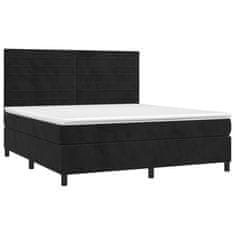 Greatstore Box spring postel s matrací a LED černá 160x200 cm samet