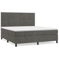 Vidaxl Box spring postel s matrací tmavě šedá 160x200 cm samet