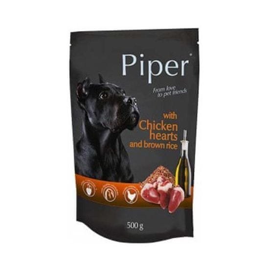 Piper Kapsička Platinum kuřecí srdíčka s hnědou rýží 500g