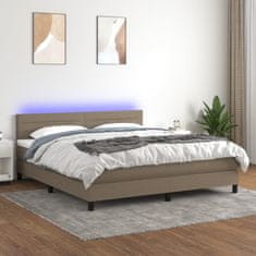 shumee Box spring postel s matrací a LED taupe 160x200 cm textil