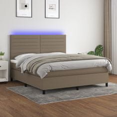 Greatstore Box spring postel s matrací a LED taupe 180x200 cm textil