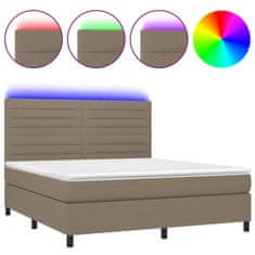 Greatstore Box spring postel s matrací a LED taupe 180x200 cm textil