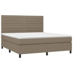 Greatstore Box spring postel s matrací a LED taupe 180x200 cm textil