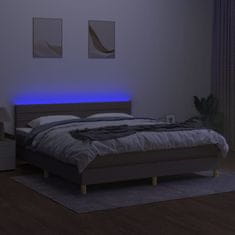 Greatstore Box spring postel s matrací a LED taupe 180x200 cm textil