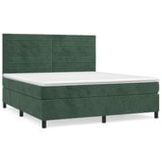 Vidaxl Box spring postel s matrací tmavě zelená 160x200 cm samet