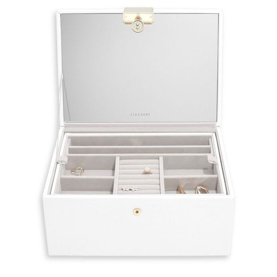 Stackers , Luxusní šperkovnice se zrcadlem Luxury Classic White | bílá 76310