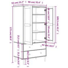 Vidaxl Šatní skříň SENJA ratanový vzhled bílá 90x55x175 cm borovice