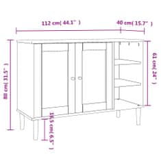 Greatstore Příborník SENJA ratanový vzhled bílý 112 x 40 x 80 cm borovice