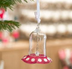 Decor By Glassor Skleněný zvoneček s růžovým závojem