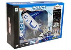 Lean-toys Policejní Rozkládací Letadlo S Autíčky 1:64 Světly A Zvukem