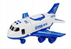 Lean-toys Policejní Rozkládací Letadlo S Autíčky 1:64 Světly A Zvukem