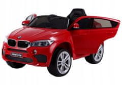 Lean-toys Auto Na Baterie Bmw X6 Červená Kůže, Eva