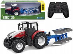 Lean-toys Traktor Na Dálkové Ovládání 2,4 G Modrý Pluh