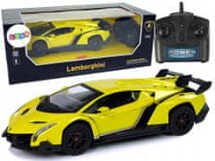 Lean-toys Sportovní Auto R/C 1:24 Lamborghini Veneno Žlutá 2.4 G Světla