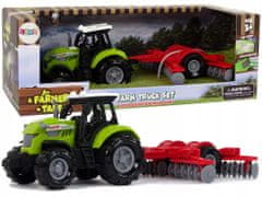 Lean-toys Zelený Traktor Shrnovač Farma Zvuk