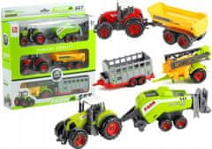 Lean-toys Traktory S Přívěsy Sada Zemědělských Strojů 6V1