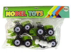 Lean-toys Sada Farmářských Vozidel Zelené Traktory 4 Ele