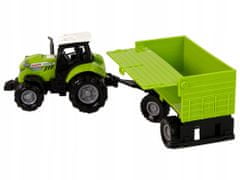 Lean-toys Traktor S Přívěsem Zelená Farma