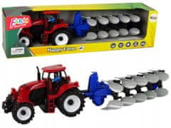 Lean-toys Červený Traktor S Pluhem Farma