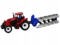 Lean-toys Červený Traktor S Pluhem Farma