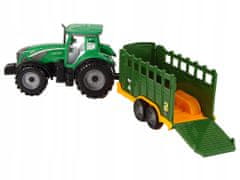 Lean-toys Zelený Zemědělský Traktor Přívěs Frikční Pohon