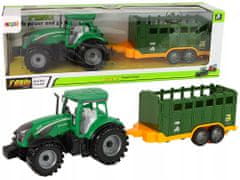 Lean-toys Zelený Zemědělský Traktor Přívěs Frikční Pohon