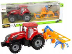 Lean-toys Červený Traktor Shrnovačem Frikční Pohon