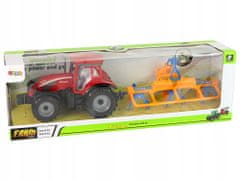 Lean-toys Červený Traktor Shrnovačem Frikční Pohon