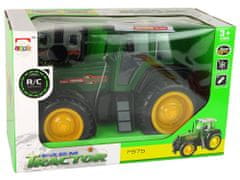 Lean-toys Zeleno-Černý Traktor R/C Dálkově Ovládaný 38 Cm