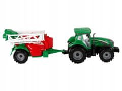 Lean-toys Zelený Zemědělský Traktor S Červeno-Zeleným Postřikovačem Frikční Pohon