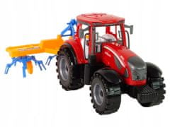 Lean-toys Červený Traktor Shrnovačem Frikční Pohon