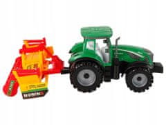 Lean-toys Zelený Traktor S Oranžovým Kultivátorem Pohon Pro Děti