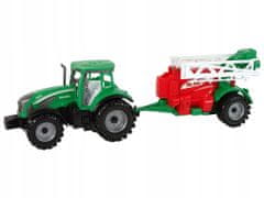 Lean-toys Zelený Zemědělský Traktor S Červeno-Zeleným Postřikovačem Frikční Pohon