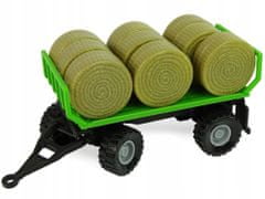 Lean-toys Traktor S Přívěsem Bale Siana Zvuk Zelená