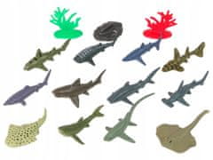 Lean-toys Sada Mořská Zvířátka Žraloci Figurky 12Ks Příslušenství V Tubě