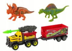 Lean-toys Dinosauři Sada Auto Raketa S Návěsem Žlutá